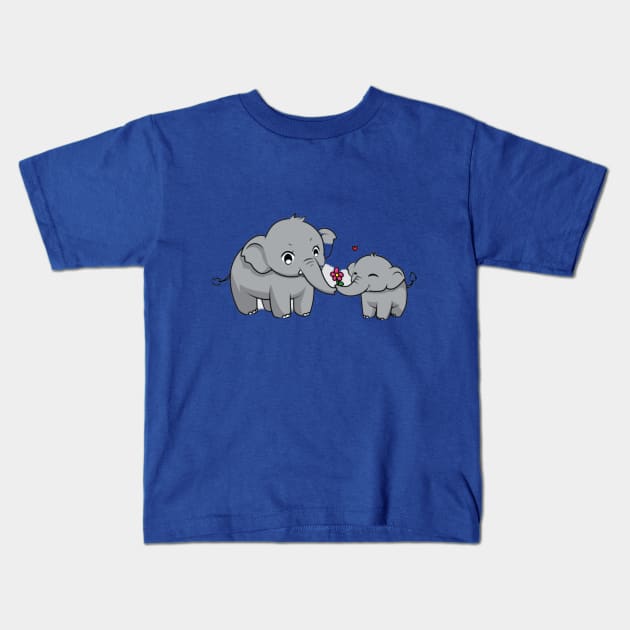 Mother And baby Elephant Kids T-Shirt by Graffix